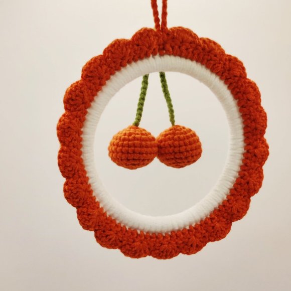 Handmade Amigurumi Crochet Tangerine Christmas Tree and Car Hanging Ornament - Picture 8 of 8